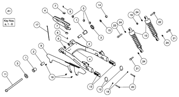 SWINGARM / SHOCK ABSORBER METEOR 350